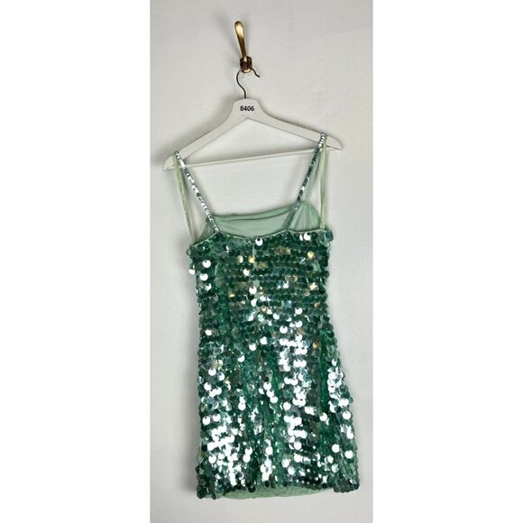 MAC DUGGAL Paillette Square Neck Cocktail Minidress in Mint Size X-Small - Picture 6 of 9